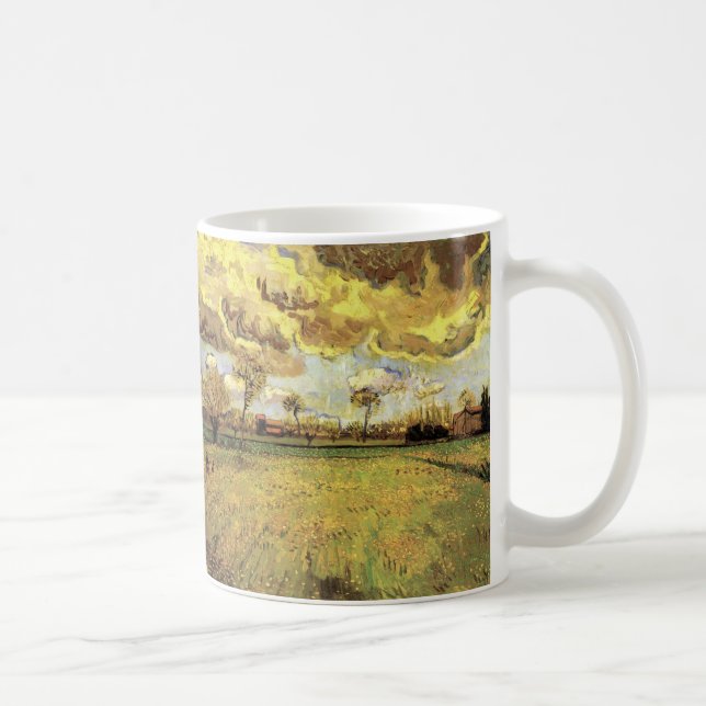 Landscape Under a Stormy Sky by Vincent van Gogh Coffee Mug (Right)