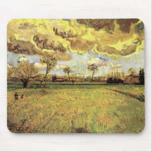 Landscape Under a Stormy Sky by Vincent van Gogh Mouse Mat