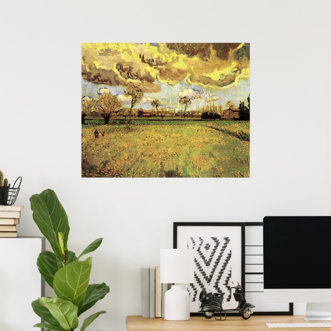 Landscape Under a Stormy Sky by Vincent van Gogh Poster (Home Office)