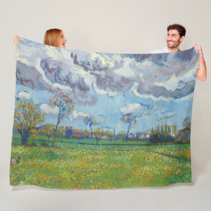 Landscape Under a Stormy Sky Vincent Gogh Fleece Blanket