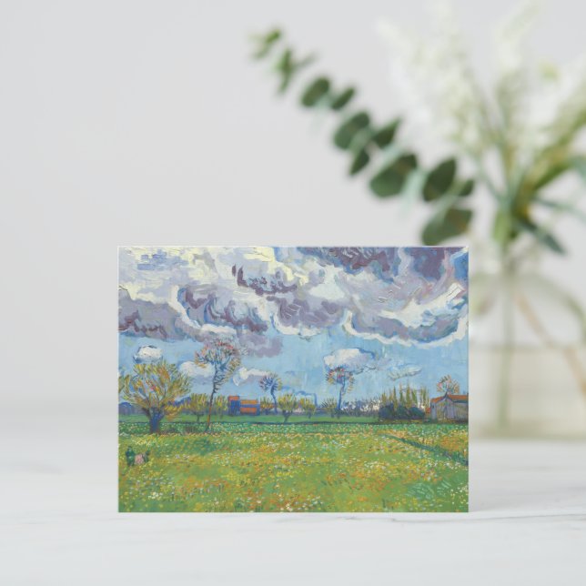Landscape Under a Stormy Sky Vincent Gogh  Postcard (Standing Front)
