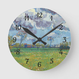 Landscape Under a Stormy Sky Vincent Gogh Round Clock