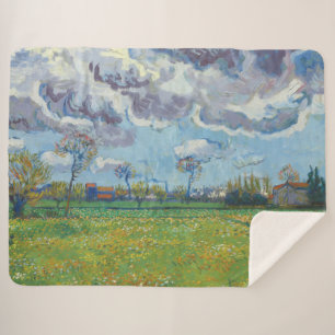 Landscape Under a Stormy Sky Vincent Gogh  Sherpa Blanket