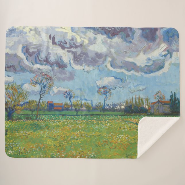 Landscape Under a Stormy Sky Vincent Gogh  Sherpa Blanket (Front (Horizontal))