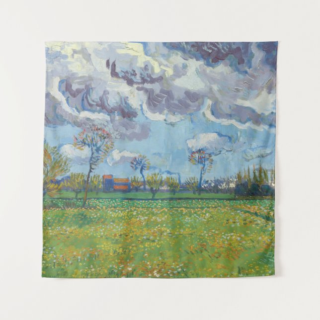 Landscape Under a Stormy Sky Vincent Gogh  Tapestry (Front)