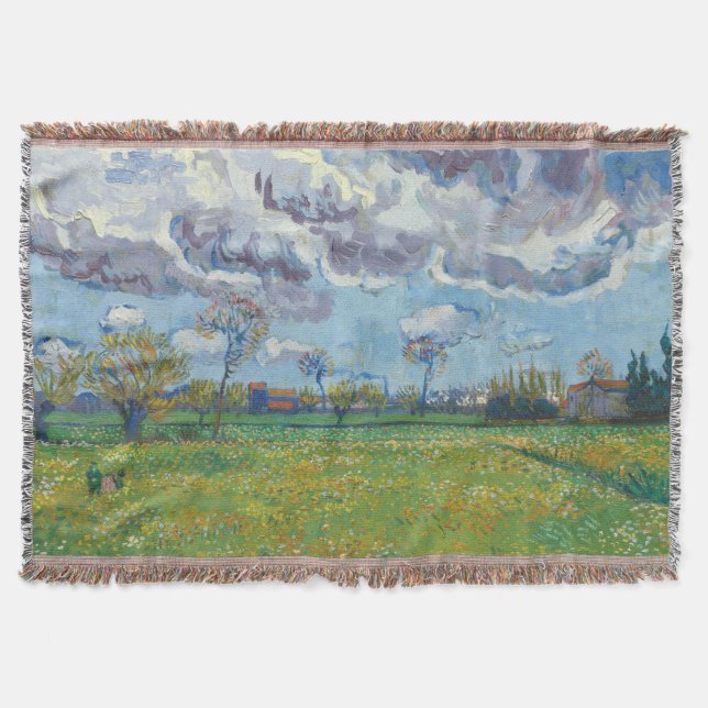 Landscape Under a Stormy Sky Vincent Gogh  Throw Blanket (Front)