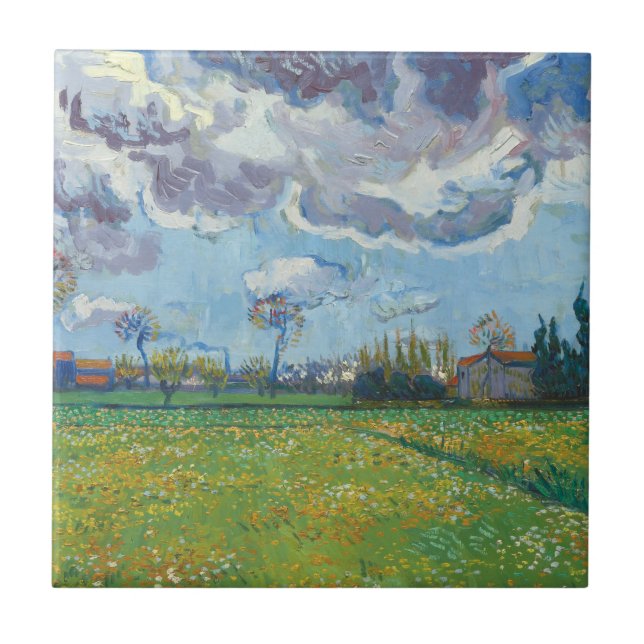 Landscape Under a Stormy Sky Vincent Gogh  Tile (Front)