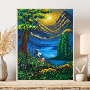 Landscape Vibrant Colours Sunset Reading Fine Art Poster