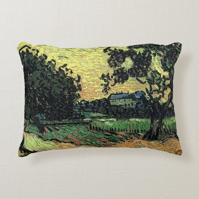 Landscape w Chateau of Auvers by Vincent van Gogh Decorative Cushion (Front)