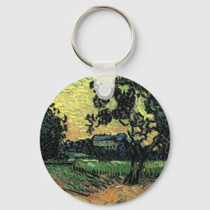 Landscape w Chateau of Auvers by Vincent van Gogh Key Ring