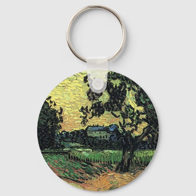 Landscape w Chateau of Auvers by Vincent van Gogh Key Ring (Front)