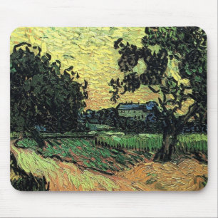 Landscape w Chateau of Auvers by Vincent van Gogh Mouse Mat
