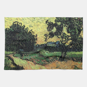 Landscape w Chateau of Auvers by Vincent van Gogh Tea Towel