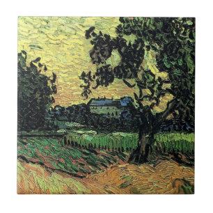 Landscape w Chateau of Auvers by Vincent van Gogh Tile