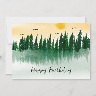 Landscape watercolor nature holiday card