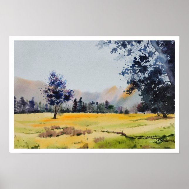 Landscape watercolor painting poster (Front)
