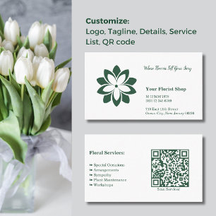 Landscape White & Green Florist Shop Business Card