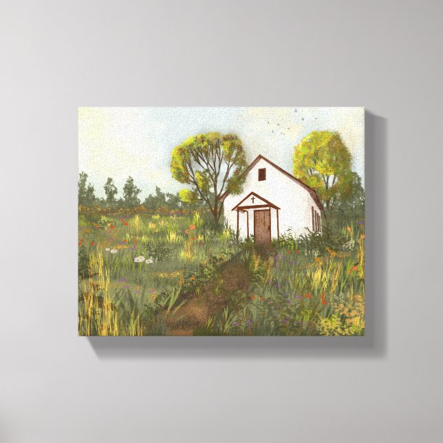 Landscape Wildflowers Church Meadow California Canvas Print (Front)