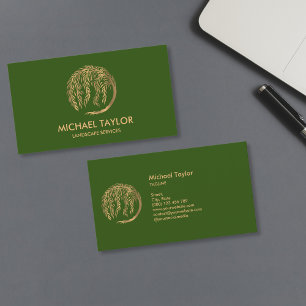 landscape willow tree service lawn care  business card