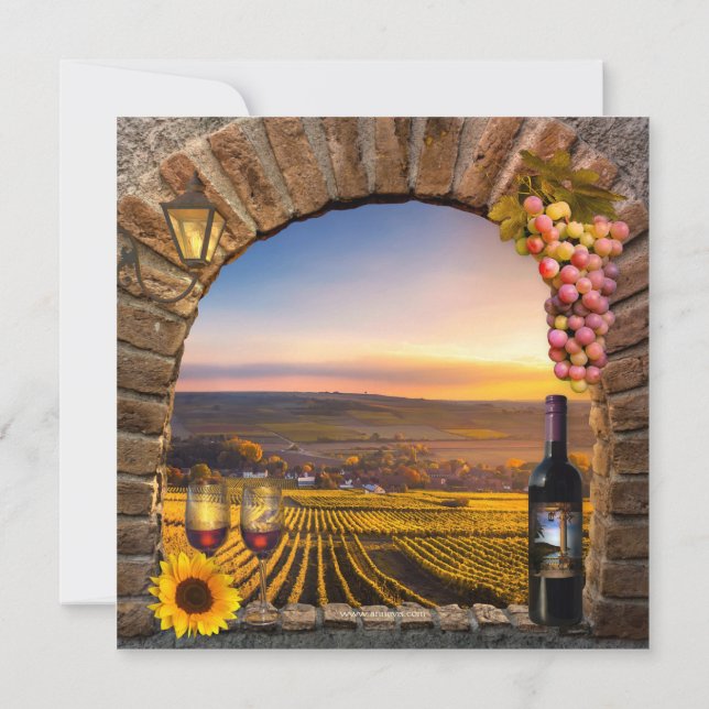Landscape Wine Vineyard Winery Wedding Invitation (Back)