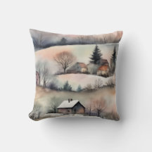 Landscape Winter Pastel Watercolor
