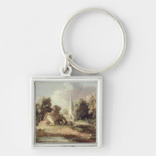 Landscape with a Church, Cottage, Villagers and An Key Ring