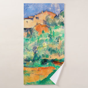 Landscape with a House, Cezanne Bath Towel