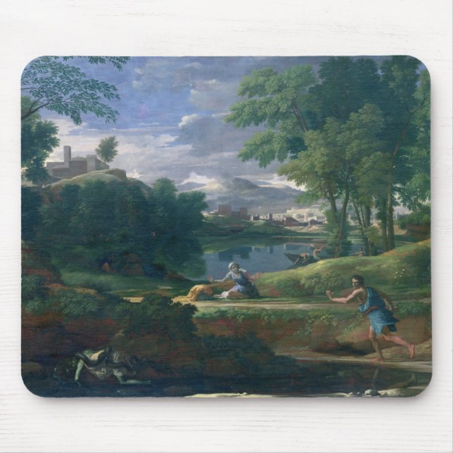 Landscape with a Man killed by a Snake, c.1648 Mouse Mat (Front)