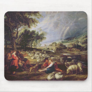 Landscape with a Rainbow Mouse Mat