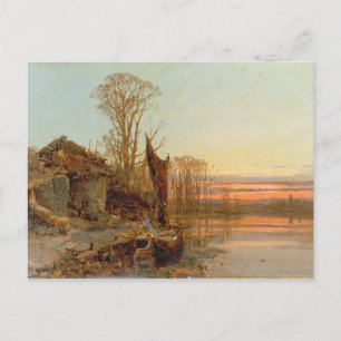 Landscape with a Ruined Cottage at Sunset, 1898 Postcard