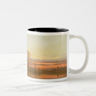 Landscape with a Ruined Cottage at Sunset, 1898 Two-Tone Coffee Mug