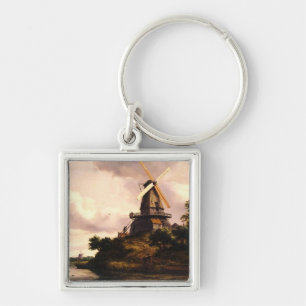 Landscape with a Windmill Art Key Ring