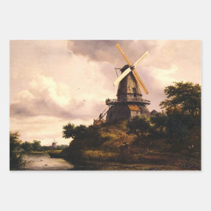 Landscape with a Windmill Art Wrapping Paper Sheet