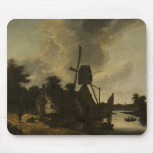 Landscape with a Windmill – Salomon Rombouts Mouse Mat