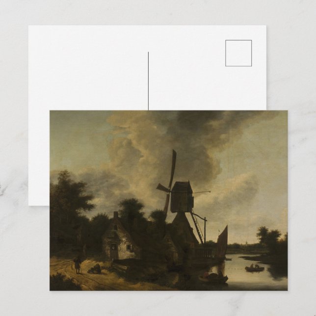 Landscape with a Windmill – Salomon Rombouts Postcard (Front/Back)