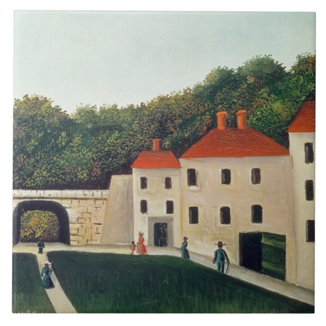 Landscape with an Arch and Three Houses, 1907 (oil Tile (Front)