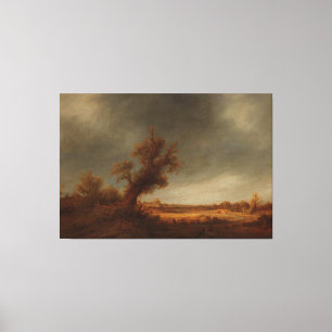 Landscape with an old oak, Adriaen van Ostade, Canvas Print