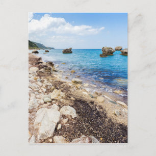 Landscape with boulders and rocks on coast postcard