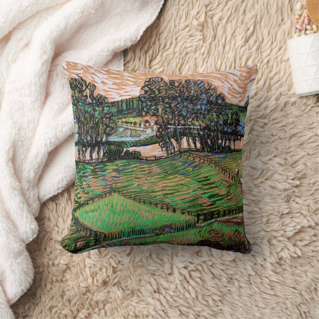 Landscape with Bridge Across the Oise Cushion (Blanket)