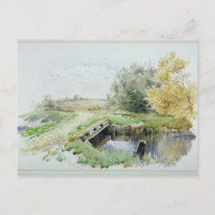 Landscape with bridge over a stream postcard