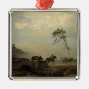 Landscape with Castle Ruins and Horse Riders Metal Tree Decoration
