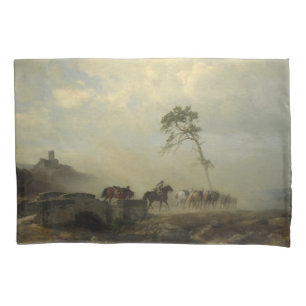Landscape with Castle Ruins and Horse Riders Pillowcase