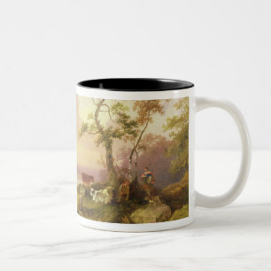 Landscape with Cattle and Peasant, c.1781 (oil on Two-Tone Coffee Mug