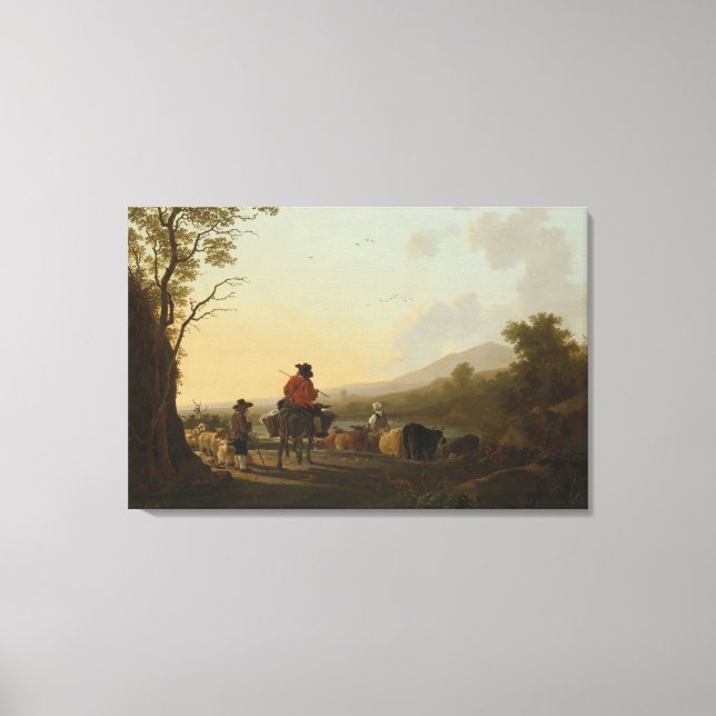 Landscape with Cattle Driver and Shepherd Canvas Print (Front)