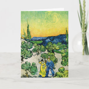 Landscape with Couple Walking by Vincent van Gogh Card