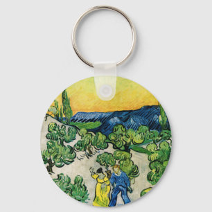 Landscape with Couple Walking by Vincent van Gogh Key Ring