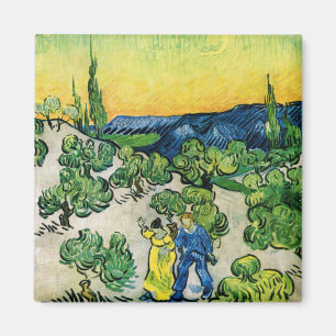 Landscape with Couple Walking by Vincent van Gogh Magnet