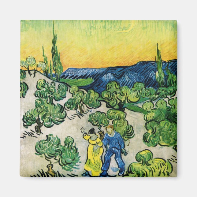 Landscape with Couple Walking by Vincent van Gogh Magnet (Front)