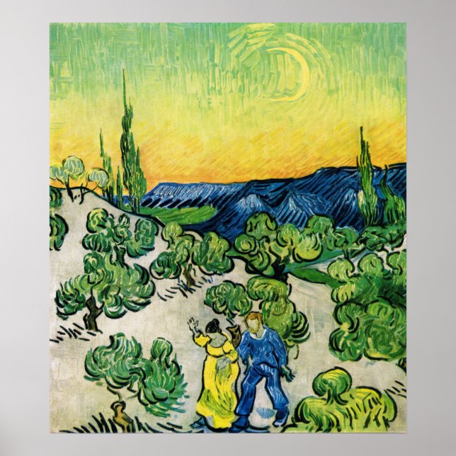 Landscape with Couple Walking by Vincent van Gogh Poster (Front)