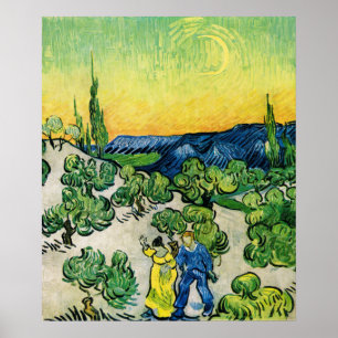 Landscape with Couple Walking by Vincent van Gogh Poster